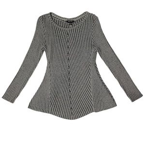 Large Gray Bi-Directional Ribbed Long Sleeve Sweater Long Cut Style & Co